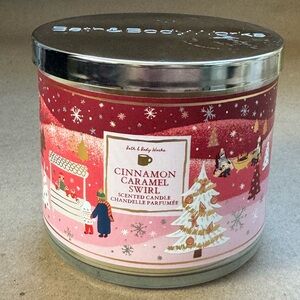 Bath and Body Works Cinnamon Caramel Swirl Three Wick Candle. 14.5 oz/411g